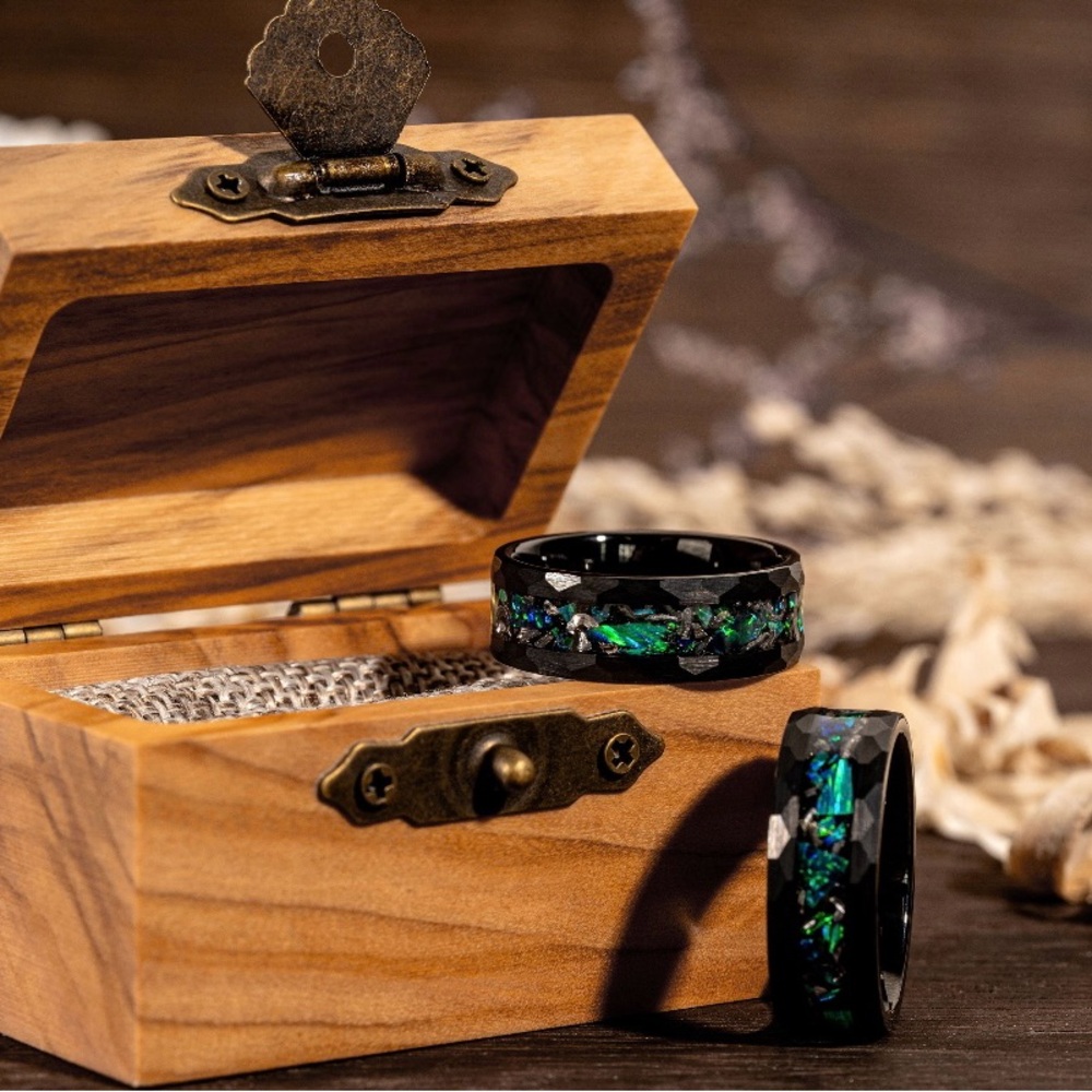 Men’s Wedding Ring; Meteorite/Tungsten